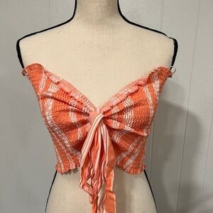 3/$25 Sale 🎈Kendel & Kylie smocking stripped tube tie front bandeau top
